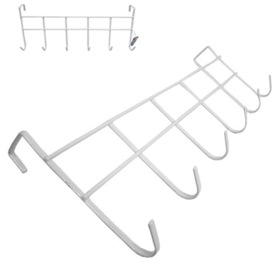 Kit Cabide De Porta 6 Ganchos Para Porta Pendurar Toalha Roupas Sem Furar Metal 45 X 15,5 ...