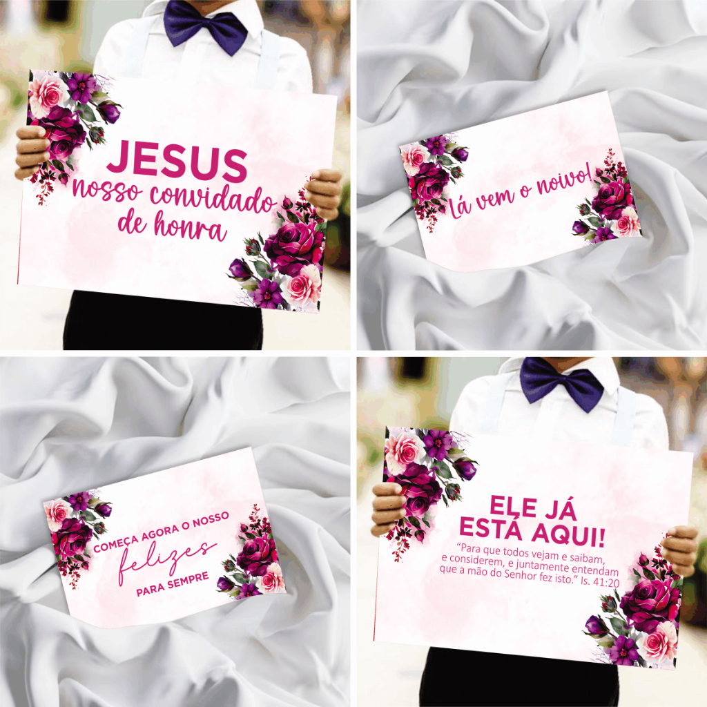 Placa De Casamento Floral Fúcsia / Rosa Pink - Plaquinha Decorativa Entrada Noiva Noivo Pajem Daminha Cortejo em Oferta na Shopee