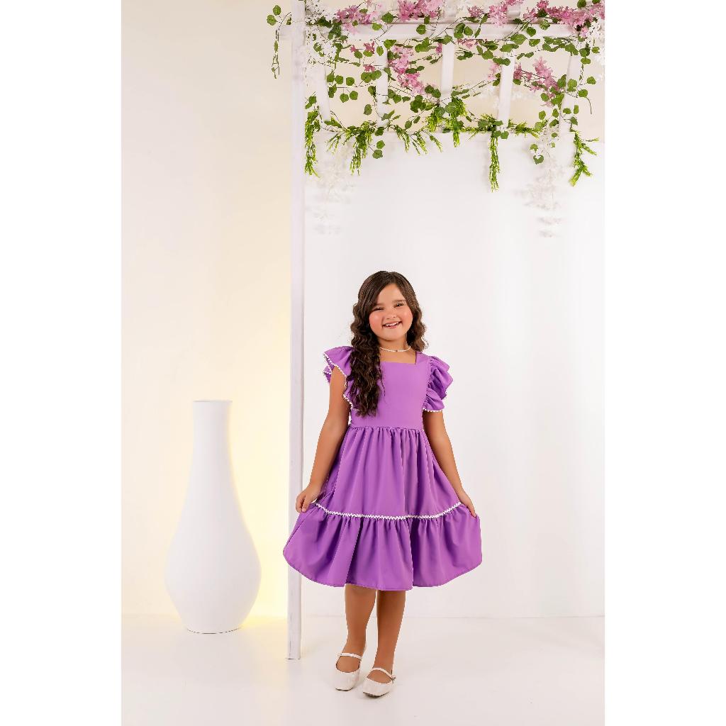 Vestido Infantil Menina Com Amarração  Festa Aniversário Casamento  Batismo Formatura Ensaio  Natal.
