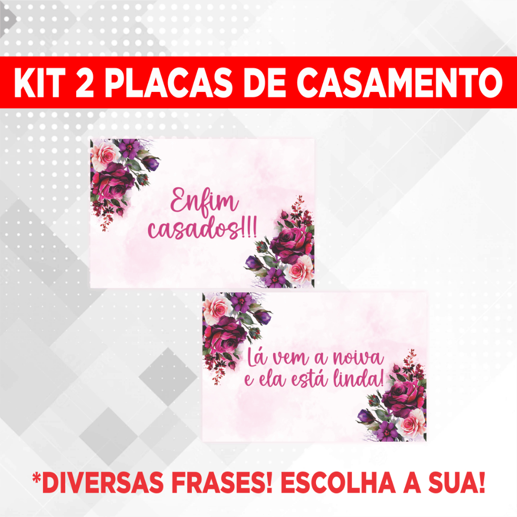 Kit Placa De Casamento Floral Fúcsia / Rosa Pink - 2 Plaquinhas Decorativas Entrada Noiva Noivo Pajem Daminha Cortejo