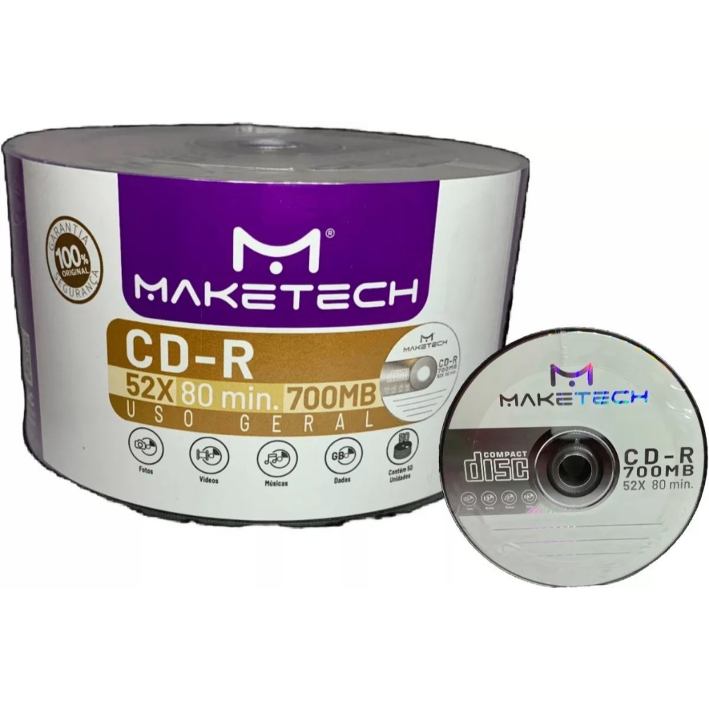 100 Cd Virgem Maketech 52x 700 Mb Original
