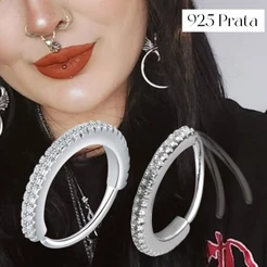 LOMISS Piercing Nariz Prata 925 Torção 28 Zircônia Cravejada Argola Septo Piercing Nostril Conch Orelha Boca Helix