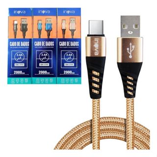 Kit 3 Cabo Tipo C Usb Carregador Ultra Rápido 2 metros Resistente Nylon Anti quebra em Oferta na Shopee