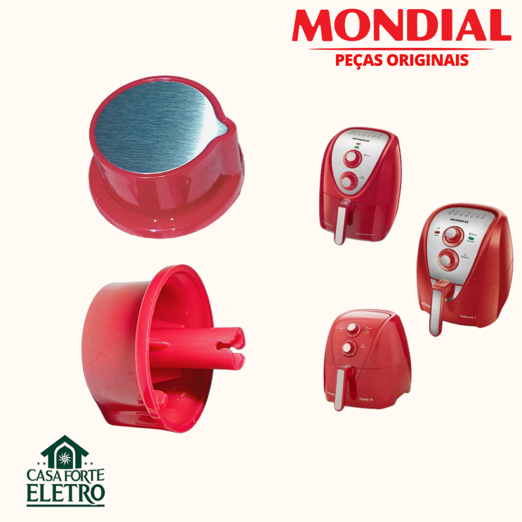 Botão Vermelho Original Timer Air Fryer Mondial AF01 AF05 NAF03 Chavetado
