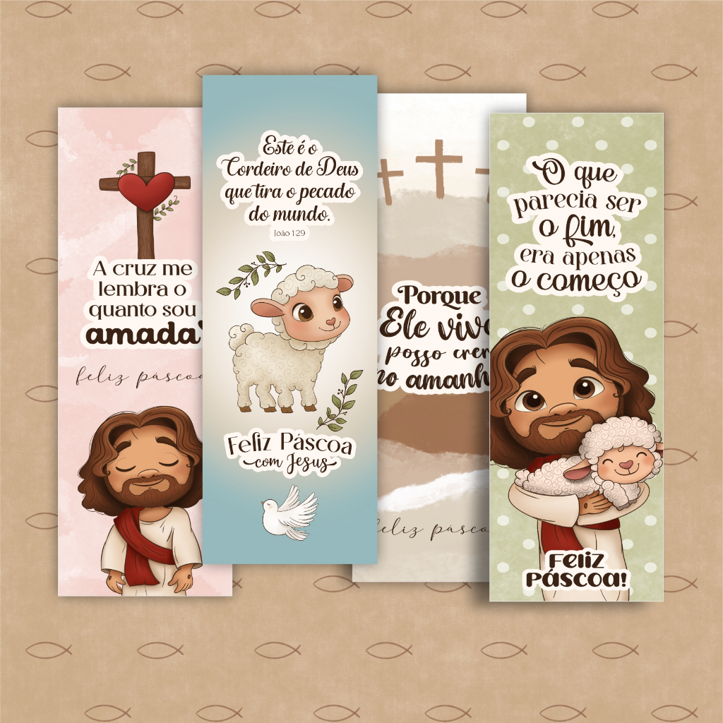 100 unidades - Marcador De Páginas Feliz Páscoa - Mensagens Bíblicas, Motivacional
