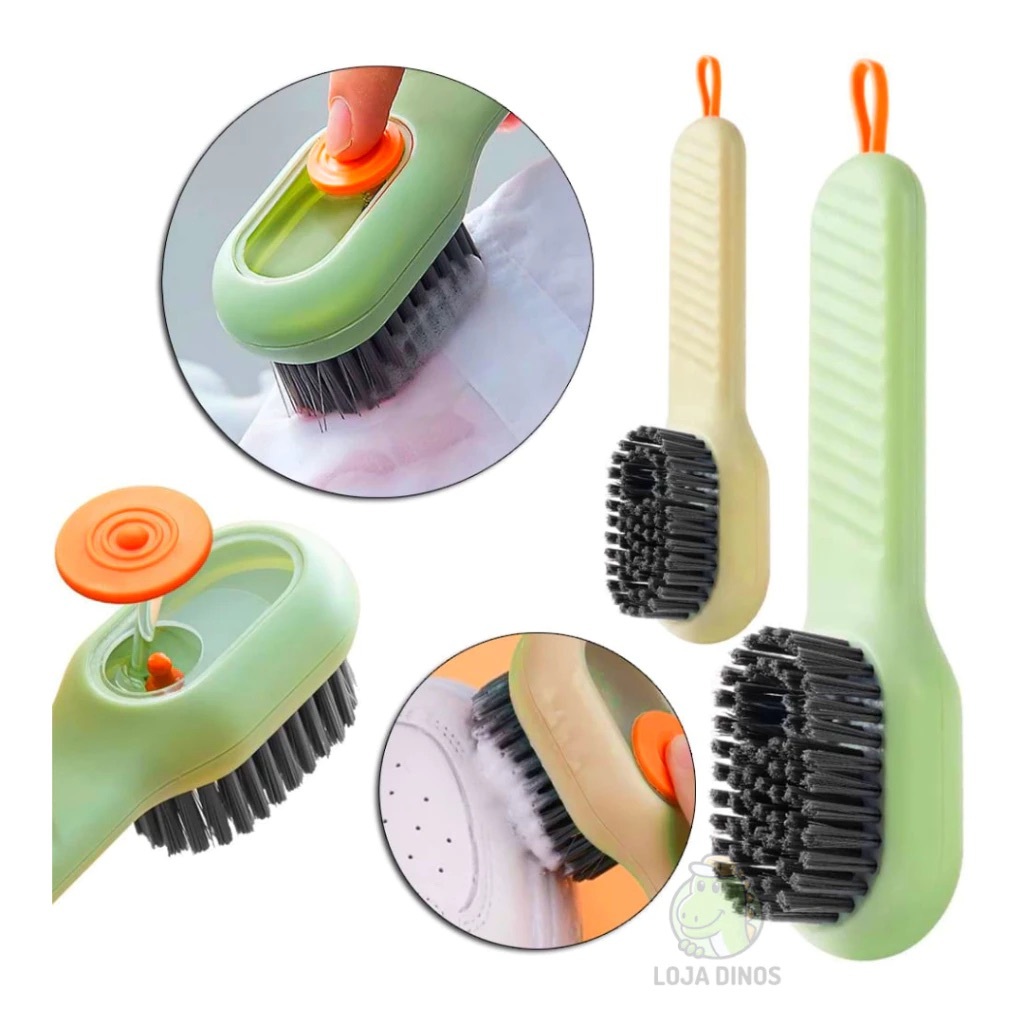 Escova Limpa Sapato Tenis Boné Roupa com Dispenser Reservatorio Sabão Liquido Sabonete em Oferta na Shopee