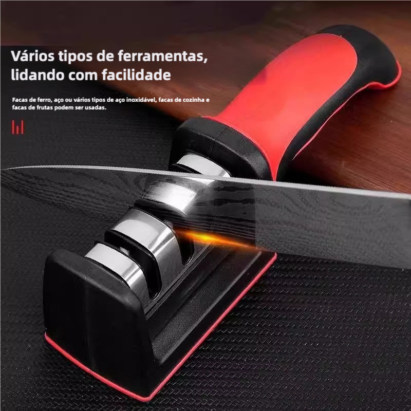 Amolador Afiador De Facas Em Aço Inox Com 3 Afiadores em Oferta na Shopee