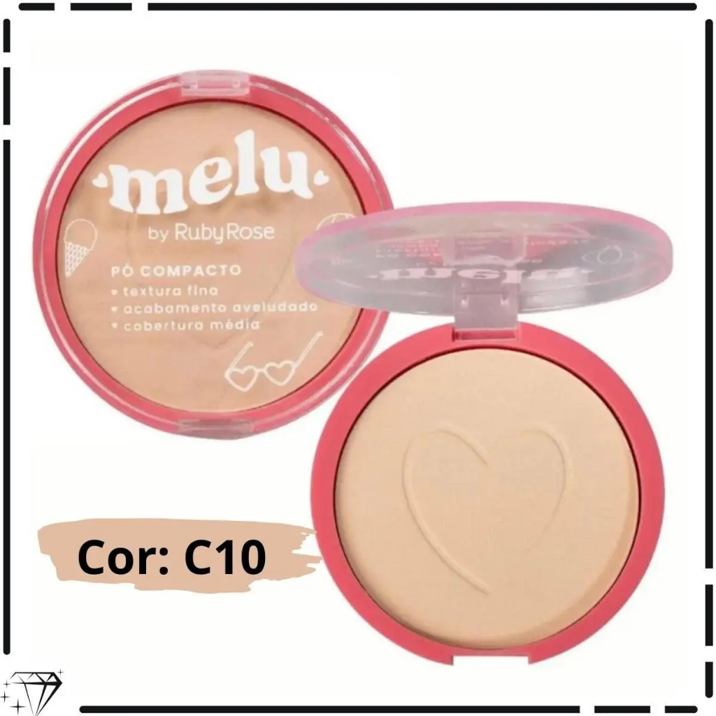RUBY ROSE MELU PÓ COMPACTO PELE BRANCA CLARA C10 ENVIO IMEDIATO em Oferta na Shopee