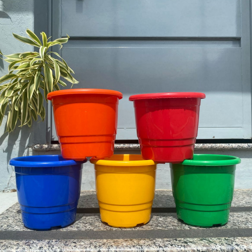 Kit 5 Vasos Coloridos Resistente Pote 17 2,3 Litros Vasinhos Decorativos Mudas Plantas Flores Jardim