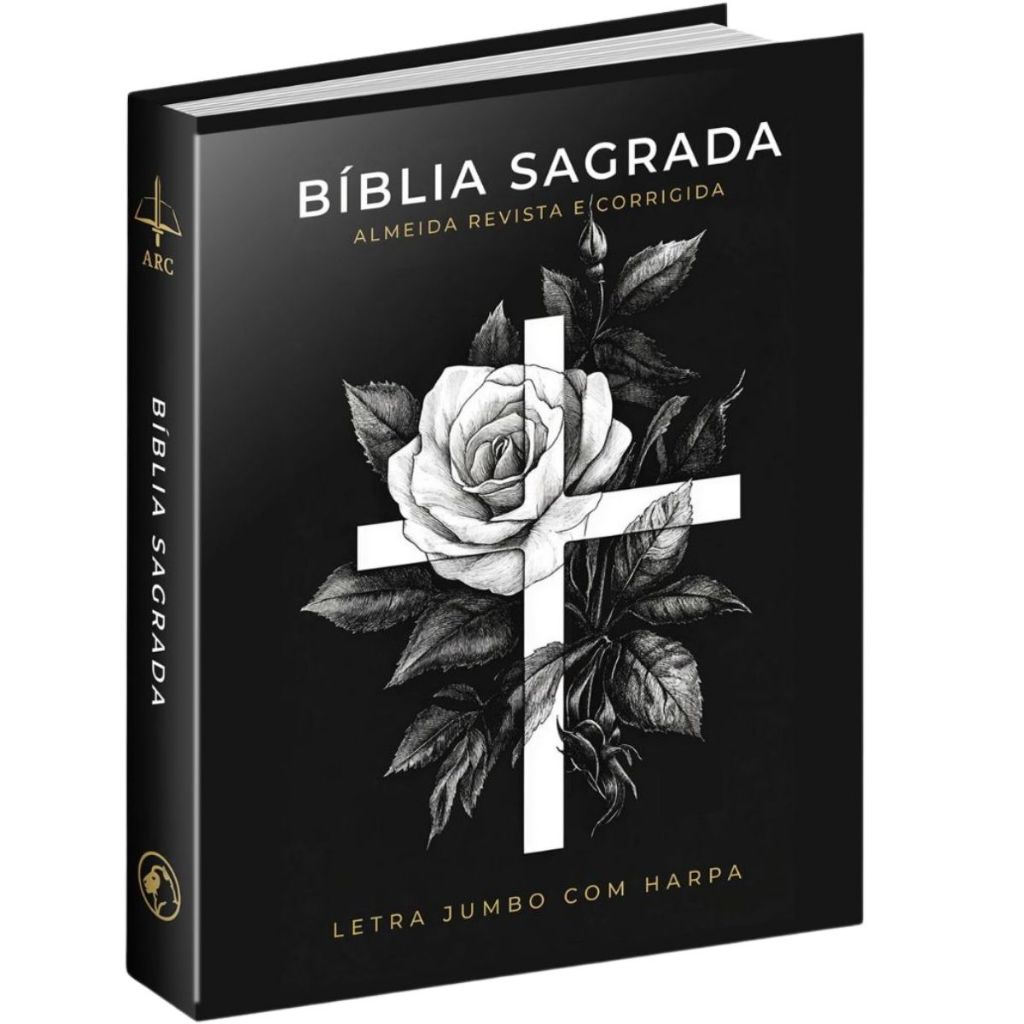 Bíblia Sagrada | Letra Jumbo | ARC com Harpa | Palavras de Jesus em Vermelho | Cruz Preta em Oferta na Shopee