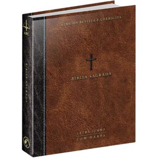 Bíblia Sagrada | Letra Jumbo | ARC com Harpa | Palavras de Jesus em Vermelho | Cruz Marrom em Oferta na Shopee