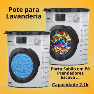 2 Porta Sabão em Pó Organizador Multiuso para Lavanderia 2.100ML com Tampa Potte em Oferta na Shopee