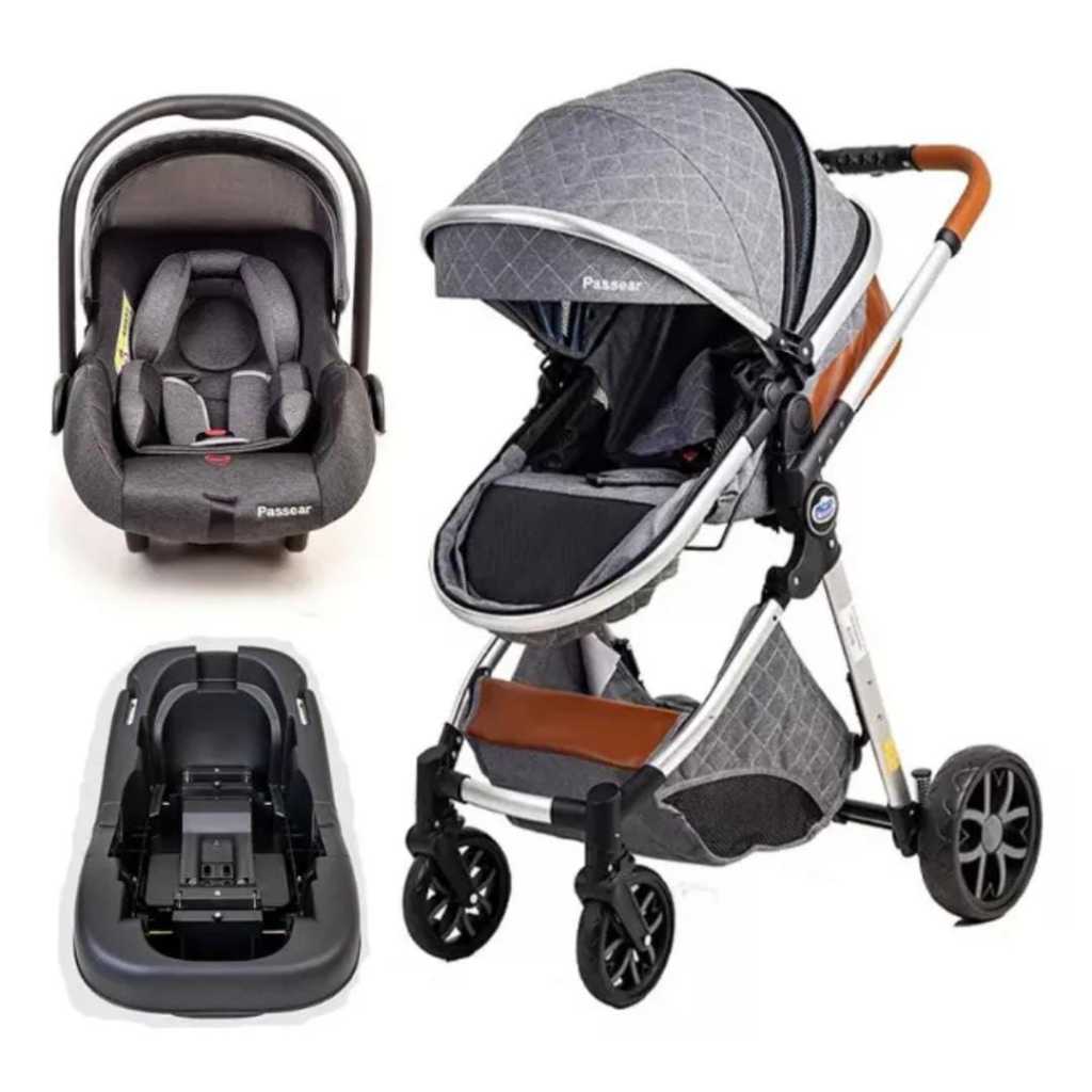 Carrinho De Bebê Europeu Luxo 4 em 1 Passear - Super Lançamento - Moisés - Bebê Conforto e Base