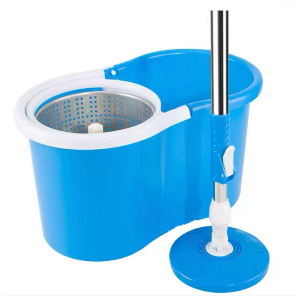 Mop limpeza 360° com cabo aço Inox estendido cesto aço Inox, esfregão giratório com balde