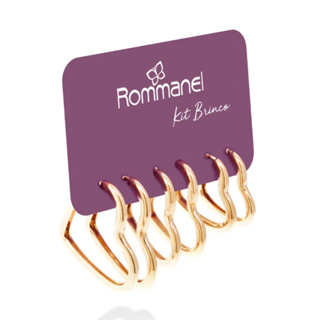 Kit Brincos Primeiro Segundo Terceiro Furo Rommanel Argolas Em Formato De Coração em Oferta na Shopee