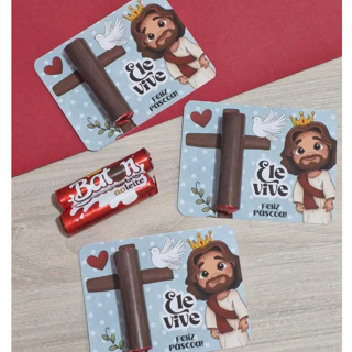 50 Cartões de Páscoa + Adesivo para chocolate batom mimo cartão presente lembrancinha em Oferta na Shopee