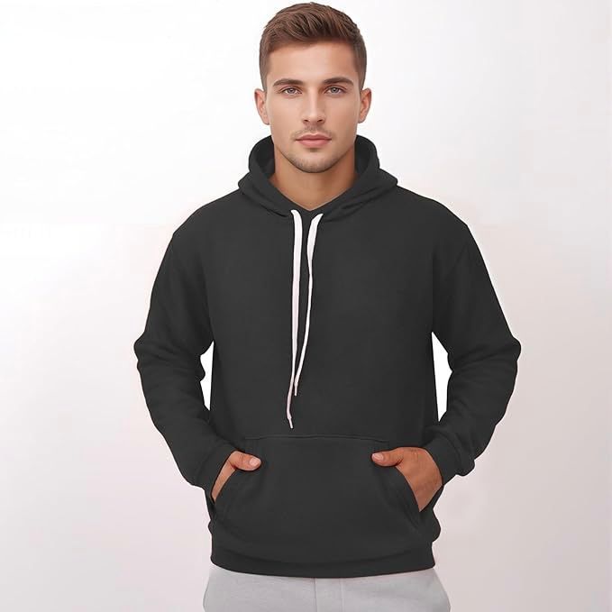 Moletom Básico Com Capuz Aftersoul, Streetwear Malha 100% Algodão Unissex Casual Preto e Cinza