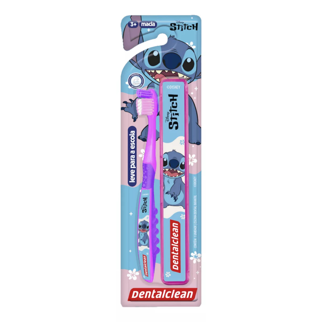 Escova De Dente Infantil Escolar Stitch Dentalclean (macia) Cor Rosa em Oferta na Shopee