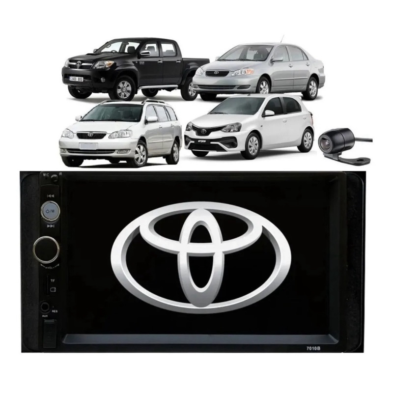 Kit Central Multimídia Corolla Hilux Etios Espelha USB Bluetooth + Moldura + Camera de ré