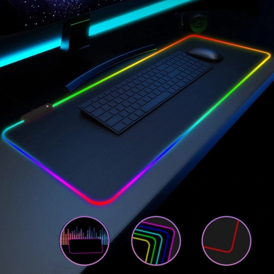 2 em 1 Mouse Pad Gamer Extra Grande Led Rgb 80*30 Cm Mousepad +Carregador sem fio para celular 15W-K3