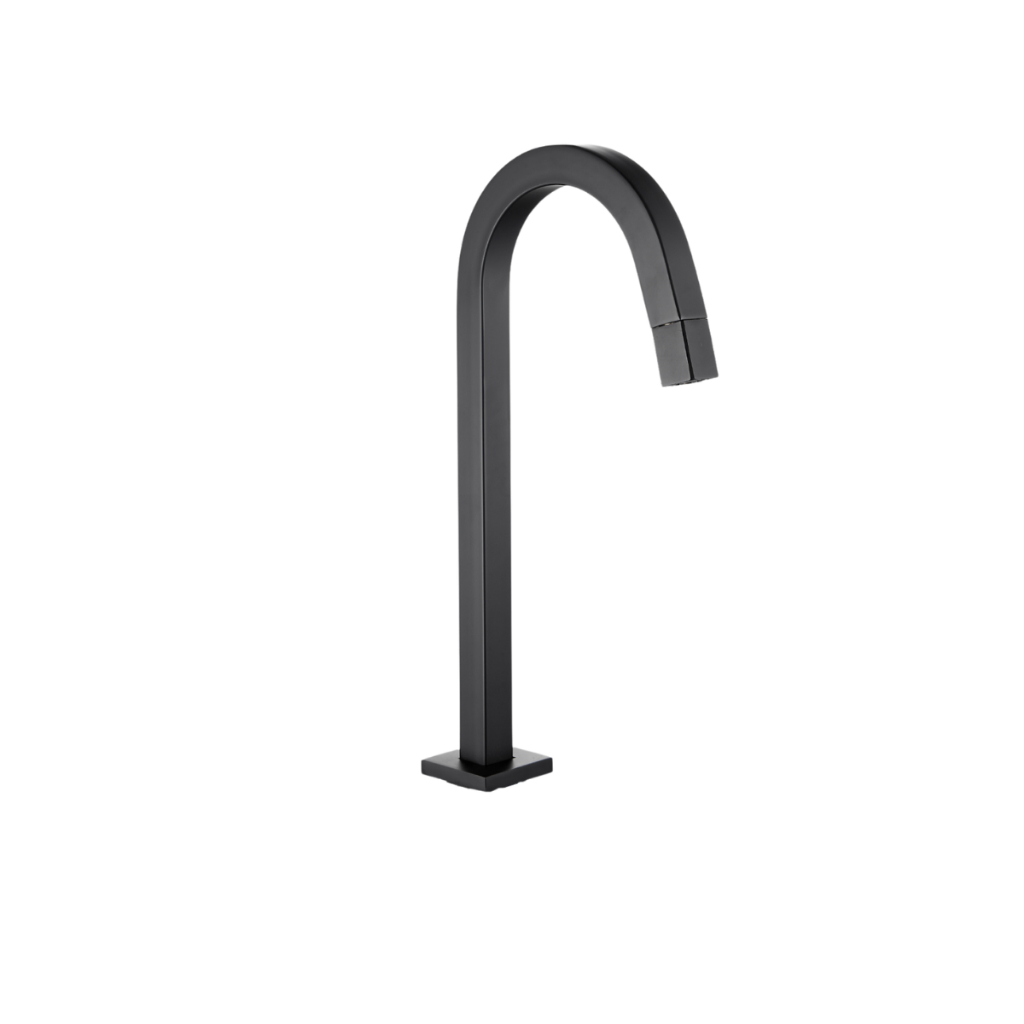 Torneira Bica Alta Luxuosa Preta Fosca Para Pia De Banheiro Metal Água Fria