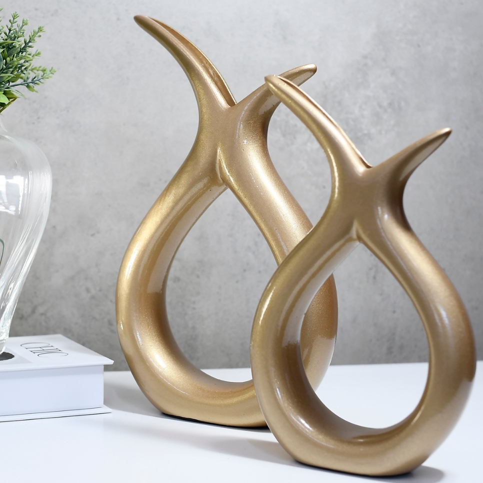 Dupla de Vaso Kit 2 Peça Grande Decorativo Casa Aparador Sala Conjunto Decorativo Cerâmica Decoração