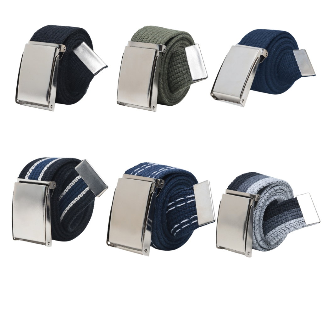 Kit 6 Cintos Masculino Lona Gorgorão Largo Tecido Canelado Fivela Americana Alta Qualidade em Oferta na Shopee