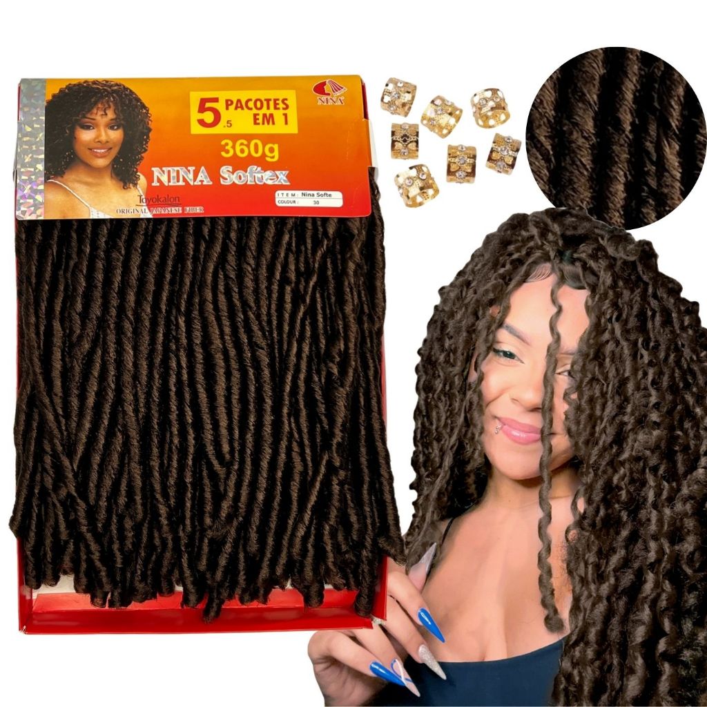 Cabelo Nina Softex Crochet Braid 5 EM 1 Cacheado 360g em Oferta na Shopee