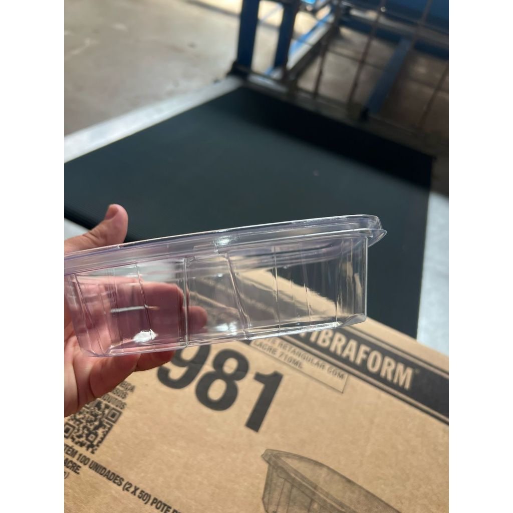 Pote Com Lacre Retangular Embalagem F981 com Lacre PET 710ML - 100 Unidades