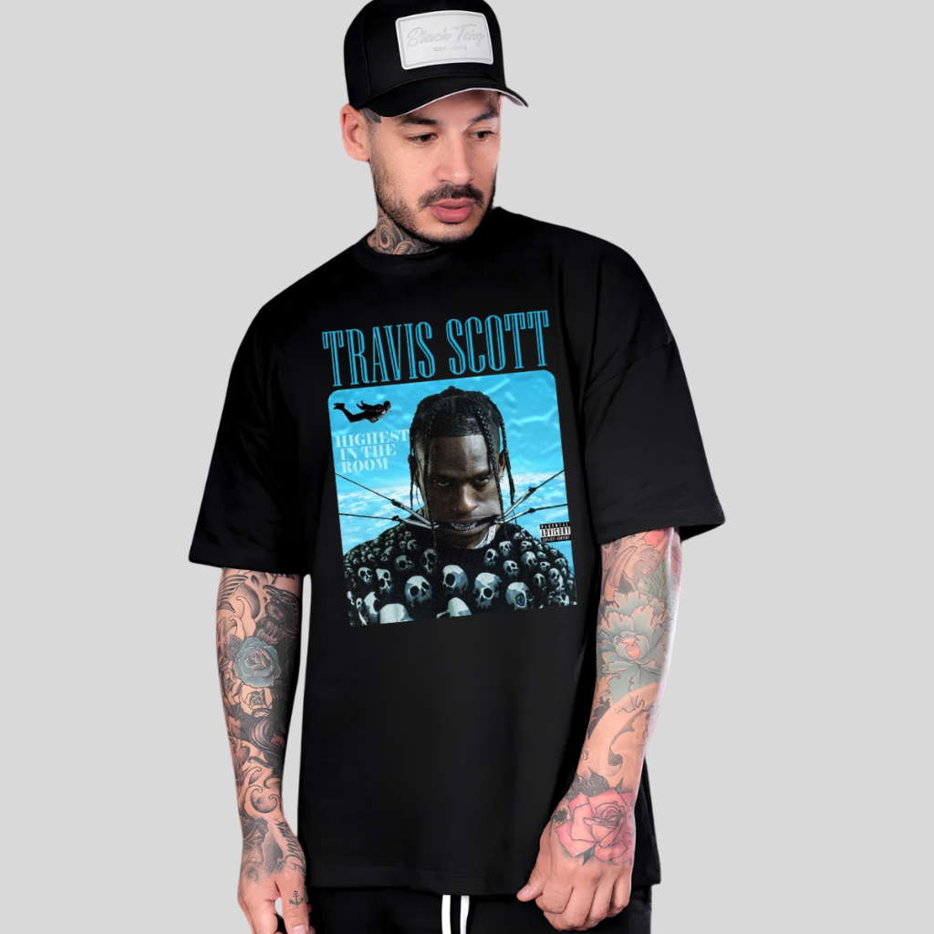 Camisa Camiseta Travis Scott T-shirt Unissex Algodão Travis Scott Look Mon I Can Fly