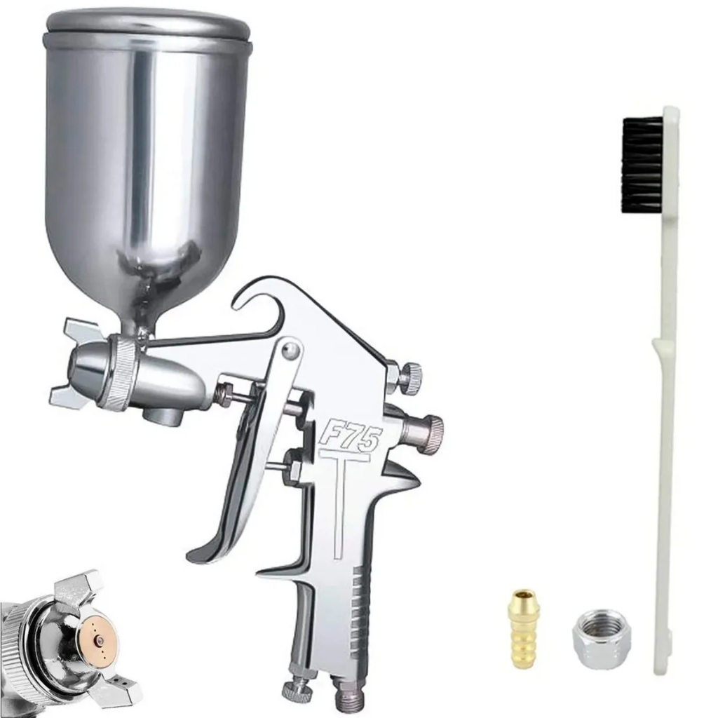 Pistola de Pintura por Gravidade 1/4" HVLP Caneca Alumínio 400mL Bico 1,5mm F75G em Oferta na Shopee