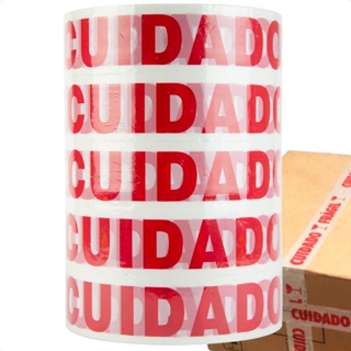 Kit 3 Fitas Cuidado Fragil 500 Metros Grande Larga Embalar Durex Resistente Rolo Papelaria Adesiva em Oferta na Shopee