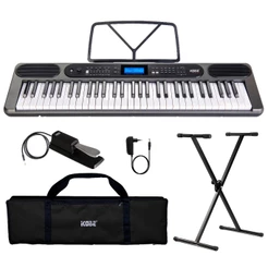 Kit Teclado Musical Kobe Kb-400 61 Teclas Sensibilidade Midi Usb - Suporte X, Pedal Sustain e Capa