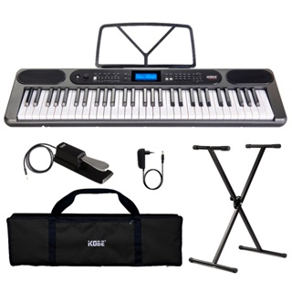 Kit Teclado Musical Kobe Kb-400 61 Teclas Sensibilidade Midi Usb - Suporte X, Pedal Sustain e Capa em Oferta na Shopee