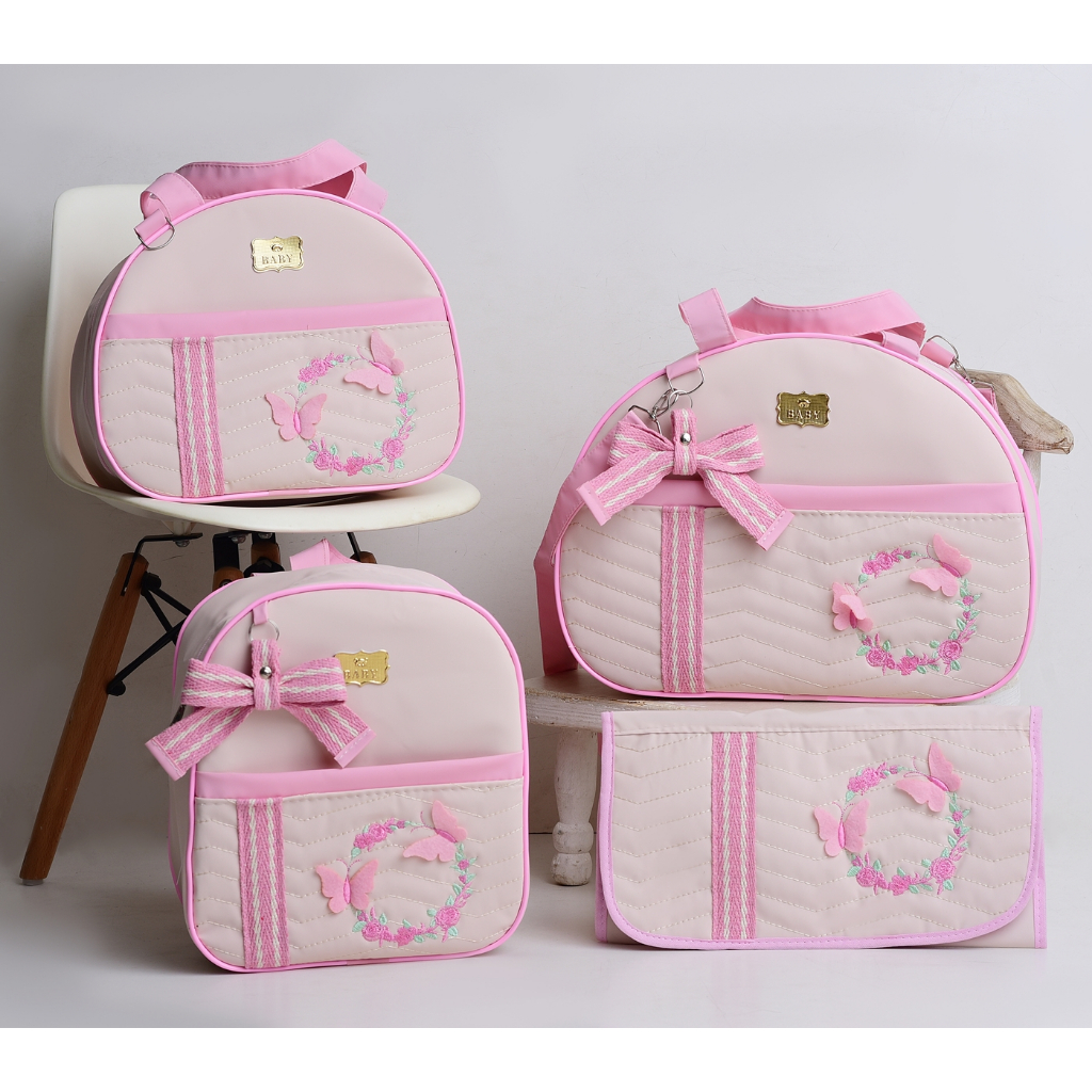 Kit Bolsas Maternidade Para Bebê Tema Borboletas