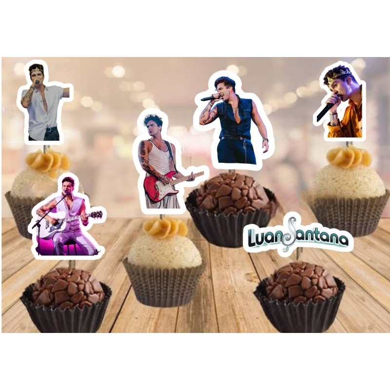 50 Tags Toppers P/ Docinho Beijinho Doces Festa Aniversário Cantor Luan Santana