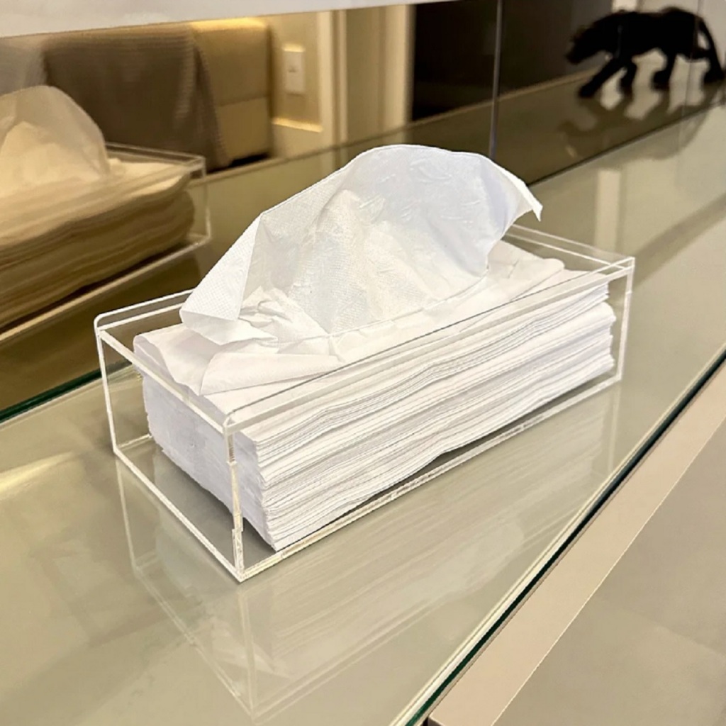 Porta Lenços Lenco Papel Toalha Caixa Organizadora Lenco Cristal Paramount