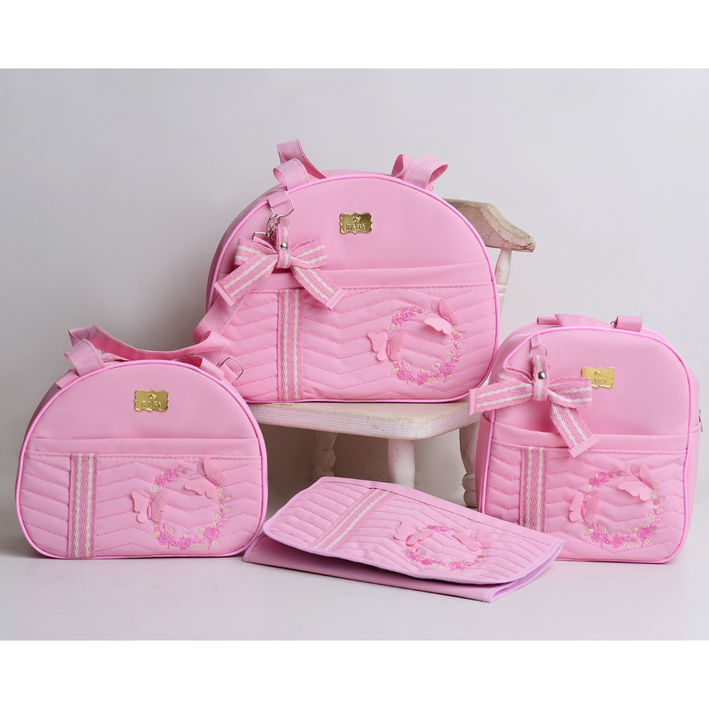 Kit de Bolsas com Borboletas e Lacinho Para Maternidade Bebê