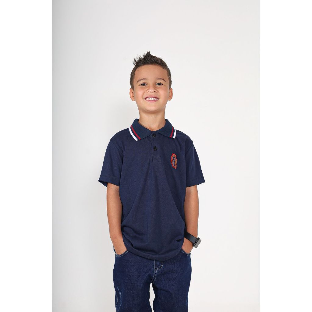 Camisa Camiseta Infantil Masculino Gola Polo Manga Curta Malha Algodão Casual Lisa Basica