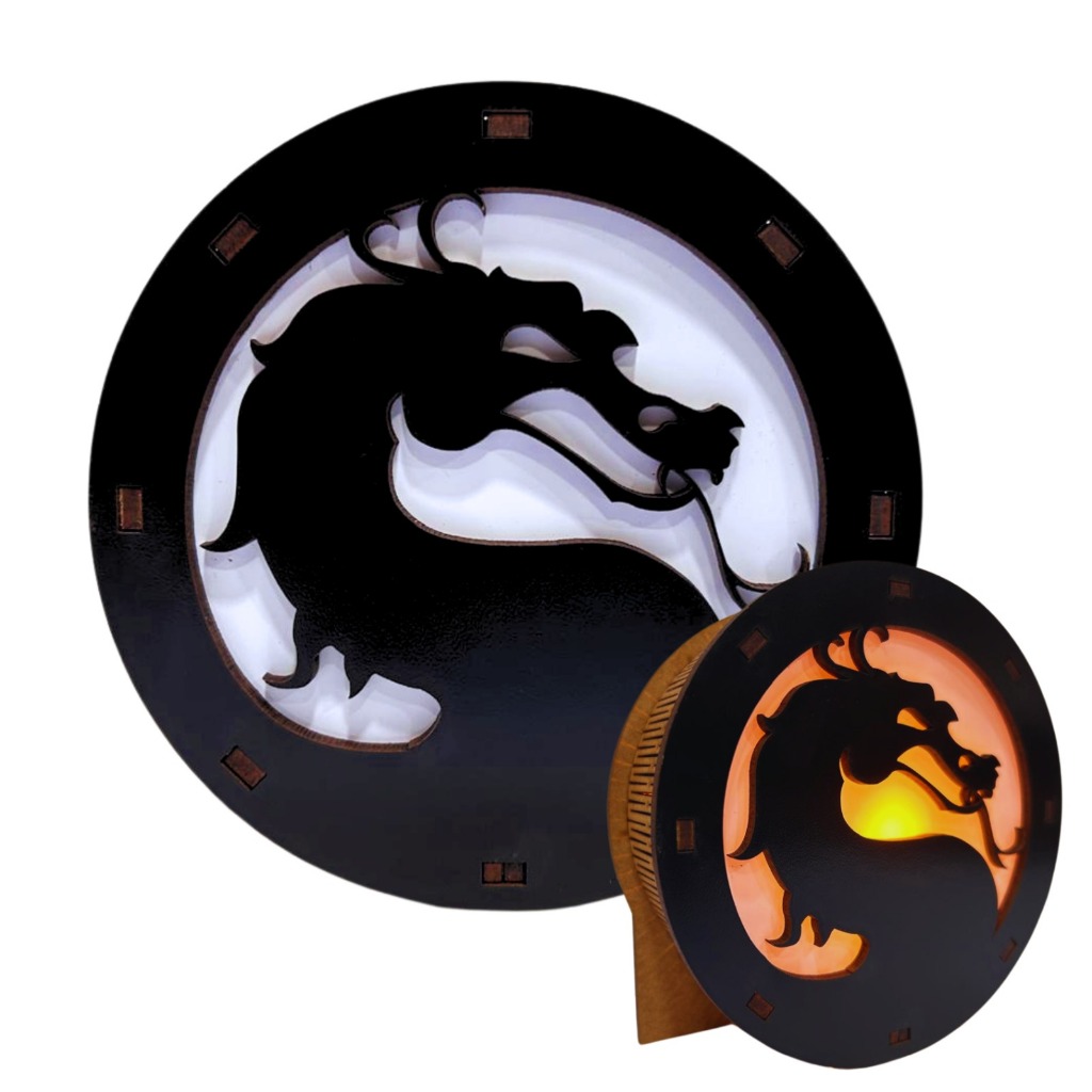 Luminária mortal kombat, abajur mortal kombat, mortal kombat