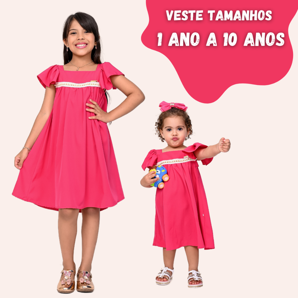 Vestido Feminino Infantil Soltinho Fluido Princesa