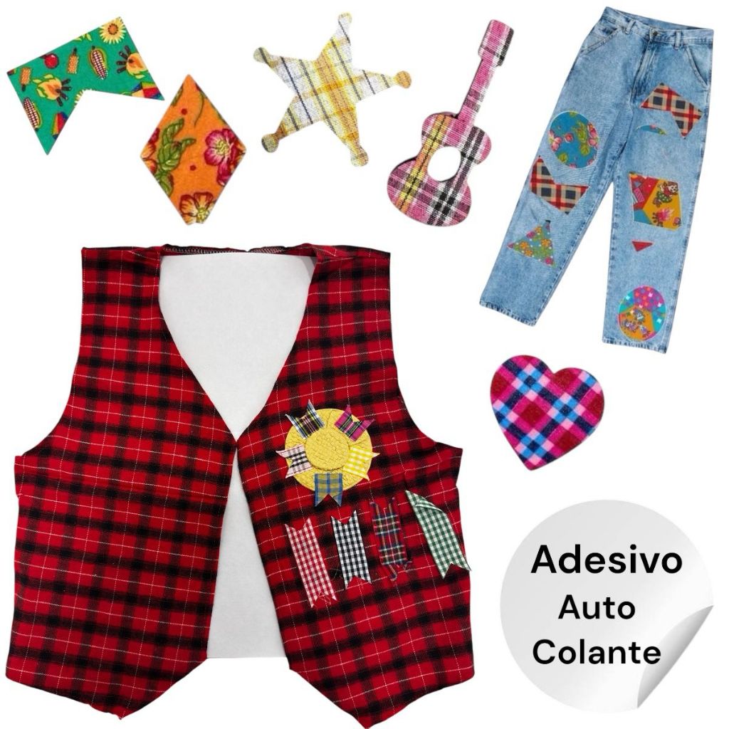 Adesivo Para Roupa Festa Junina Retalho Remendo Tecido Auto Colante