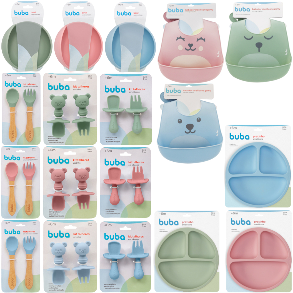 Kit completo Prato + talheres + Bowl + Babador - Buba - Introdução Alimentar - Buba - Conforto