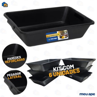 6 Caixa Plástica Para Massa Retangular Obras Areia Gato Multiuso Reforçada 20LT em Oferta na Shopee