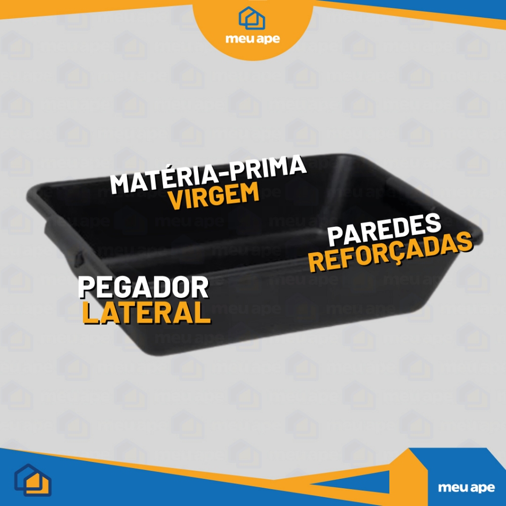 10 Caixa Plástica Para Massa Retangular Obras Areia Gato Multiuso Reforçada 20LT — imagem 2 de 2