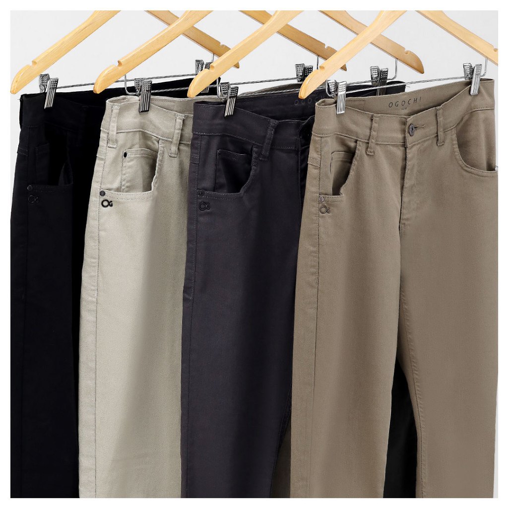 Calça Masculina de Sarja Slim Ogochi Acetinada Esporte Fino - Alfaiataria Luxo