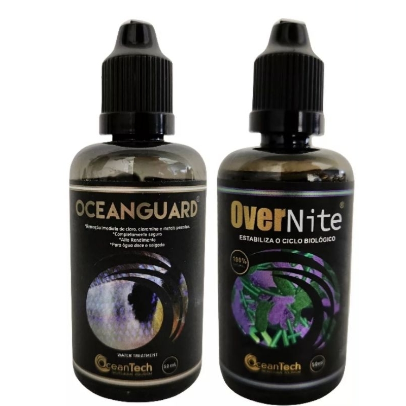 Kit  Biologia +Tira Cloro Ocean Tech 50ml Over nite+Ocean Blend+Ocean Guard