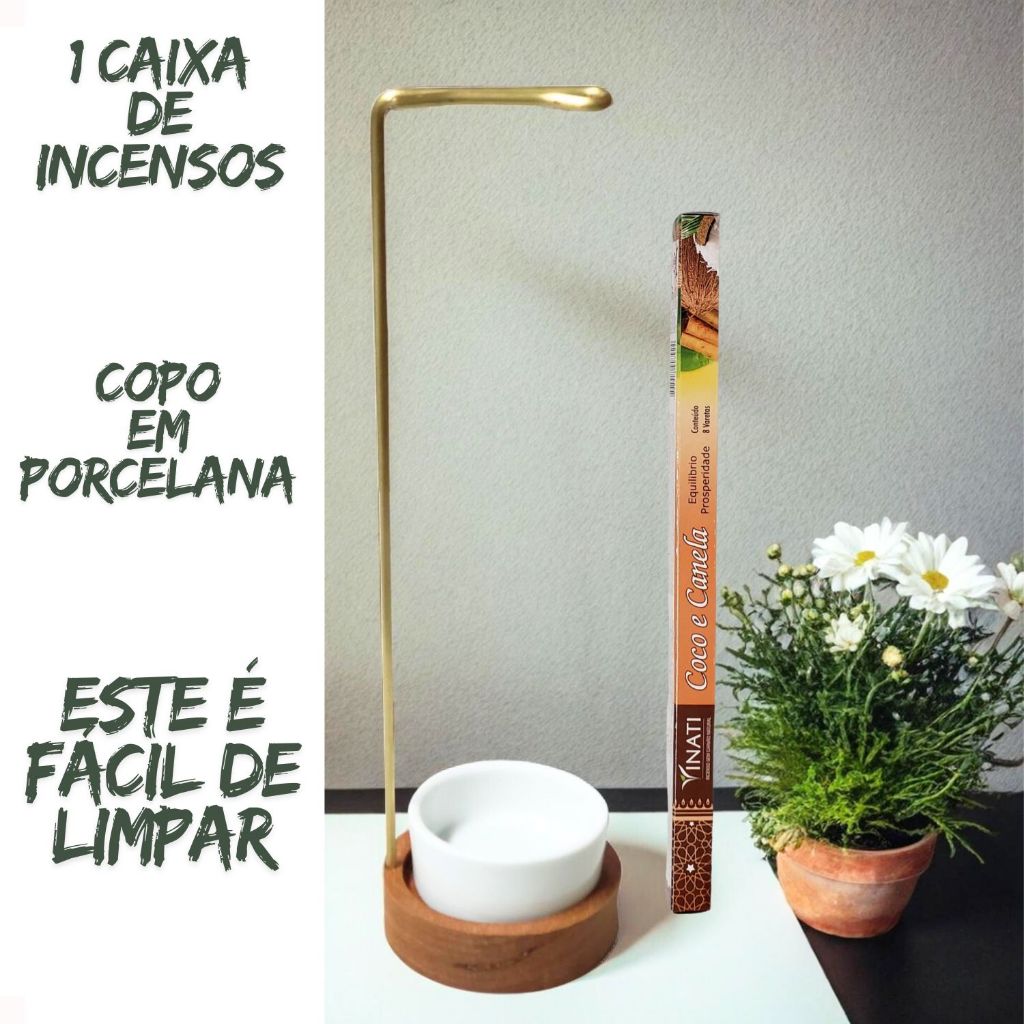 Incensário Porta Incenso PORCELANA 1cx 8 Incensos Porta Insenso Madeira Nobre Invertido Red Luxo