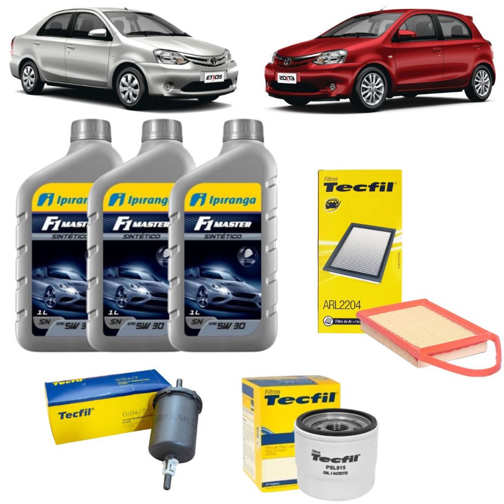 Kit Troca De Oleo e Filtros Etios 1.3 1.5 Flex 5w30 Sintético Ipiranga Revisão Original Toyota em Oferta na Shopee