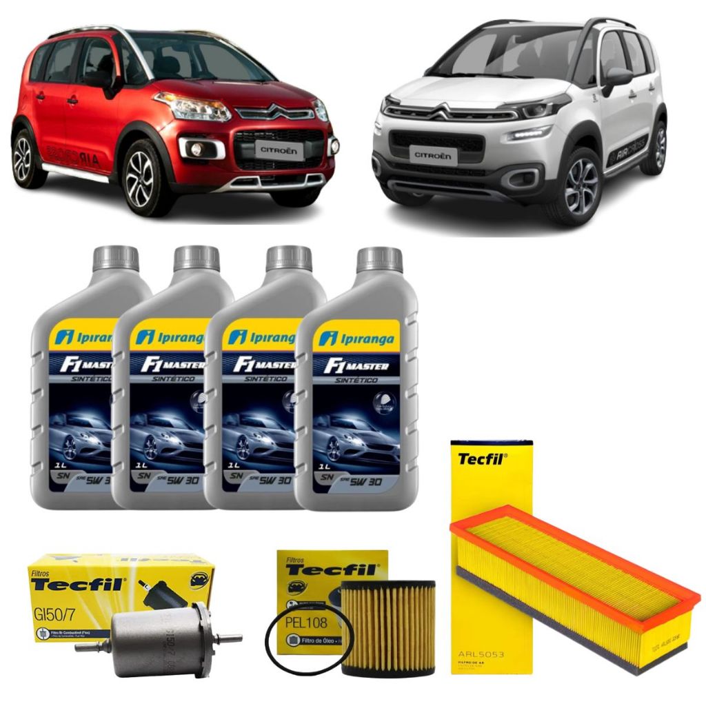 Kit Troca De Oleo Filtros Citroen Aircross C3 C4 Cactus 1.6 16V 5w30 Sintético Ipiranga em Oferta na Shopee